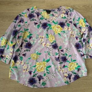 Liz Claiborne Light Purple Floral Blouse Size XXL